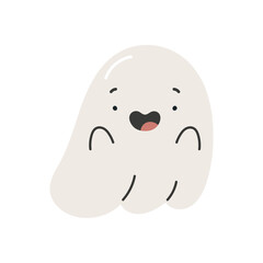 Cute Halloween ghost. Isolated on white background. Halloween design. Childish Halloween print.	