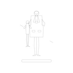 Pediatrician with Child Unique Vector outline – Child Healthcare and Medical Consultation Illustration
