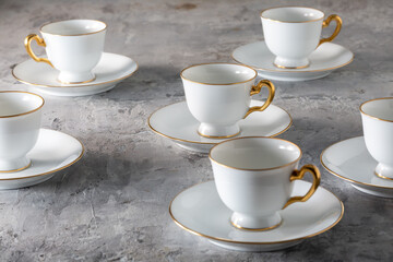 Fototapeta premium Art China Gold Line Demitasse Cup & Saucer Japanese Porcelain 1970s