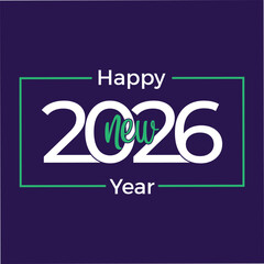 Happy New Year 2026 Vector Template Design. 