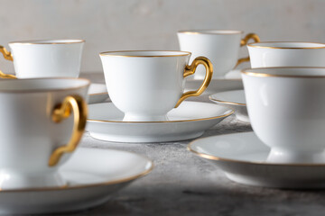 Fototapeta premium Art China Gold Line Demitasse Cup & Saucer Japanese Porcelain 1970s