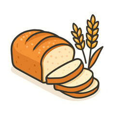 Freshly Baked Bread with Slices and Wheat Stalks, Perfect for Breakfast or a Delicious Snack