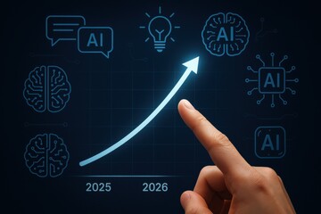 Growth in Artificial Intelligence Technology with Trend Lines and Data Visualization Elements