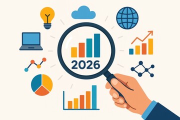 Business Growth Forecast Concept with Analytics and Digital Tools for Year 2026 Planning