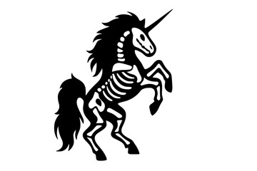 Fototapeta premium Skeletal Unicorn Silhouette with Mythical Edge