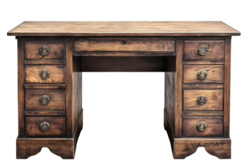 Elegant writing desk with drawers, perfect for home office or study, showcasing detailed craftsmanship and timeless design on a clean background