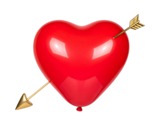  Red Romantic Heart Balloon Pierced by Cupid Arrow, Valentine’s Day Symbol