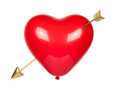  Red Romantic Heart Balloon Pierced by Cupid Arrow, Valentine’s Day Symbol