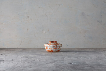 Shino-yaki Kobachi Shino Ware Kiyoyama Kiln Lidded Condiment Bowl Japan Vintage