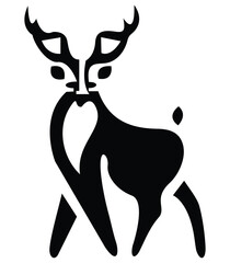 Deer silhouette icon black. Vector illustration.
