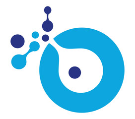 Letter O Design with dot shape. Perfect for technology,software, network and science brand. Vector illustration.