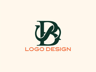 Stylish BS Monogram Logo in Dark Green and Orange — Modern Lettermark Design for Business, Corporate, or Fashion Brands