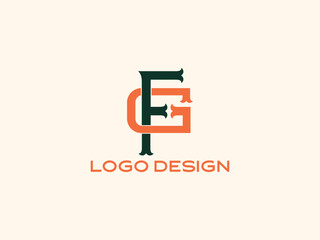 Creative FG Monogram Logo in Orange and Green — Modern Minimal Lettermark Design for Corporate and Brand Identity