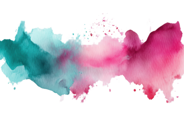 Magenta and turquoise watercolor swashes create a vibrant abstract background perfect for artistic projects and design work