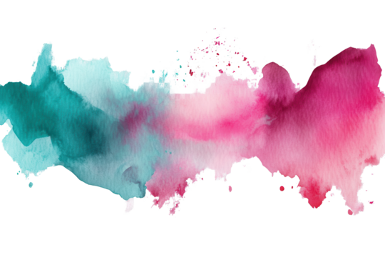 Magenta and turquoise watercolor swashes create a vibrant abstract background perfect for artistic projects and design work