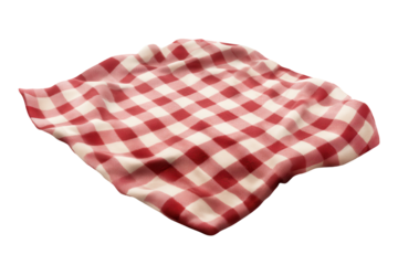 Red and white checkered picnic blanket ready for outdoor gathering on a warm sunny day in the park with friends and family enjoying a relaxing time