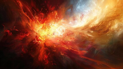 Fototapeta premium Abstract solar art depicting an immense eruption of superheated plasma in unseen colors against space. 