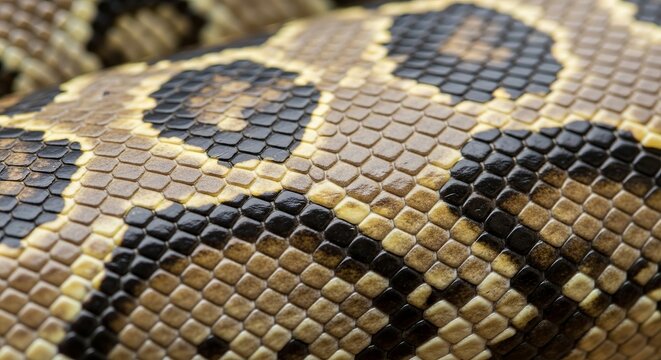 Exploring the fascinating natural patterns and detailed textured scales on the skin of a magnificent exotic python or boa constrictor showcasing remarkable reptilian beauty