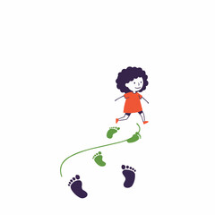 Fototapeta premium Girl making footprint trail