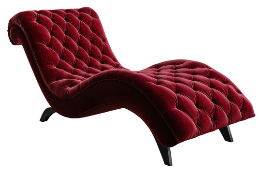 Red chaise lounge with tufted design enhances modern decor and provides a comfortable seating option for relaxation or lounging in any stylish setting
