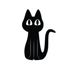 Happy Cat Sitting. Cheerful Cat Sitting Pose. Cute Happy Kitten Sitting.