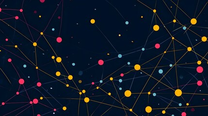 Abstract illustration of a network of connected nodes, representing data flow and connections.