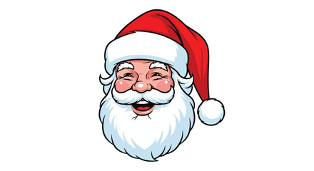 Vector illustration of Santa Claus face with a happy expression and red hat, white background