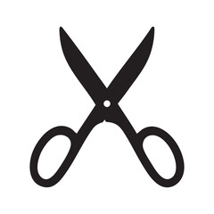 Black silhouette of open scissors crossed on a white background cutting tool