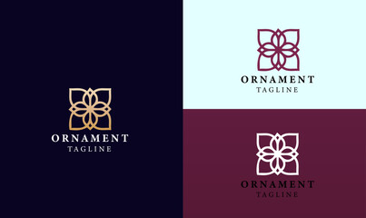 ornament logo design vector illustration, ornament gold logo design, square shape ornament logo vector, gold ornament logo, vector, illustration, web logo design, green, golden luxury logo design,