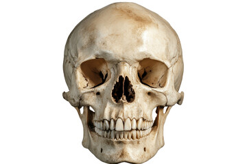 Obraz premium Skull isolated on a transparent background showing detailed features and textures suitable for educational purposes or artistic projects