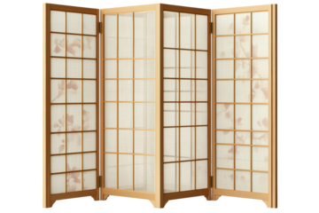 Room divider screen made of natural wood with a decorative pattern creates a stylish and functional space in a modern home setting