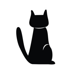 Cat Looking Away. Cat Back View Scene. Cat from Behind. Black cat. Sitting cats.