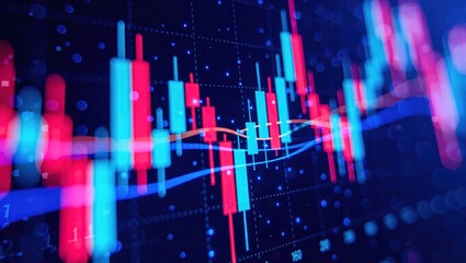 Abstract Financial Stock Market Candlestick Chart Analysis.