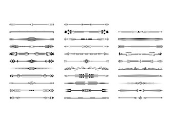 Set Black Simple Line Collection Doodle Border Elements Vector Design Style Sketch Isolated Illustration For Banner