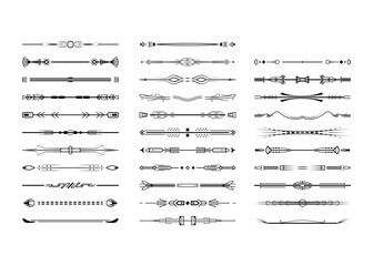 Set Black Simple Line Collection Doodle Border Elements Vector Design Style Sketch Isolated Illustration For Banner