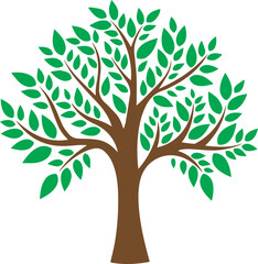 Obraz premium Vector illustration of a single green leaf tree symbolizing nature, growth, and spring