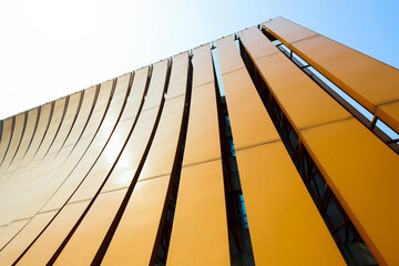 Artistic building exterior details with yellow lines