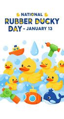 Fototapeta premium National Rubber Ducky Day Bath Time with Ducks and Toys January