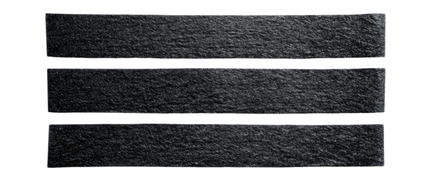 Three horizontal bands of dark gray textured material with white lines - Powered by Adobe