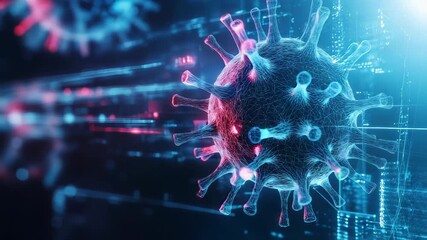 Virus attacking data with digital lines connecting - Powered by Adobe