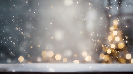 Blurred Christmas winter background with soft falling snow