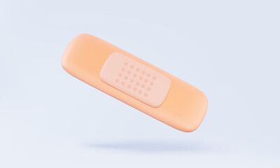 Brown medical plaster 3D vector icon isolated on pastel background. patch minor wound sticker bacteria protection for skin concept. minimal cartoon style. illustration element