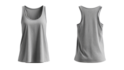 Gray tank top, front and back views