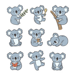 Cute Koala Doodle Cartoon Illustration