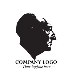 Old Man Logo Silhouette in Black on White Background in Classic Minimalist Vector Design for Branding