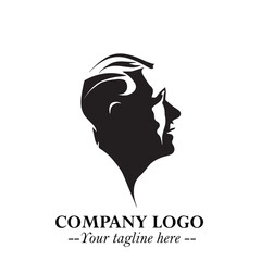 Old Man Logo Silhouette in Black on White Background in Classic Minimalist Vector Design for Branding