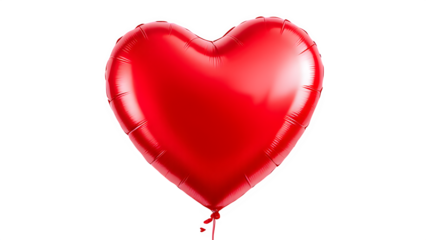 Red Heart-Shaped Foil Balloon, isolated on transparent background