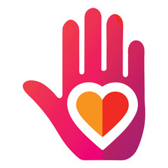 hand vector icon with hart color silhouette