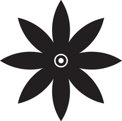 Abstract vector illustration of a floral design element with green leaves and a black ornamental pattern