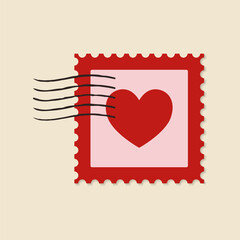 Postage stamp with heart. Vector illustration